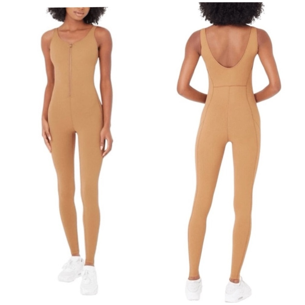 Gigi C Merit Jumpsuit Camel Brown Snakeskin XS